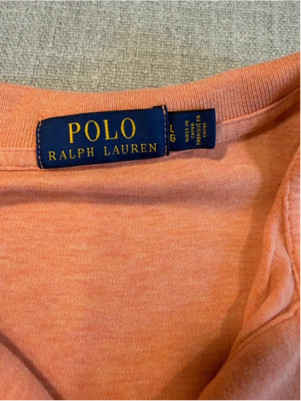 Polo Ralph Lauren short sleeve polo shirt pale peach with blue pony men’s large